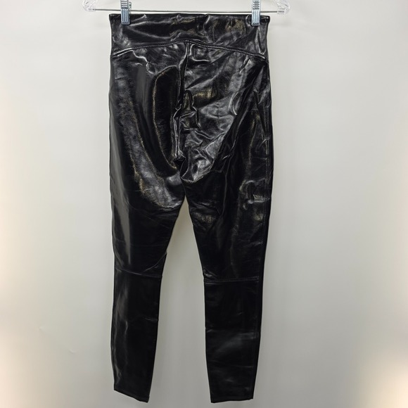 Spanx 20301Q Faux Patent Leather Leggings Black Small Petite High Waist Shaping - Picture 5 of 7